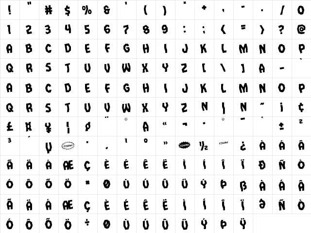 Vampire Bride Staggered Rotated Regular  glyph index