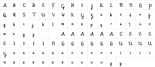 Lovic Demo Bold  glyph index