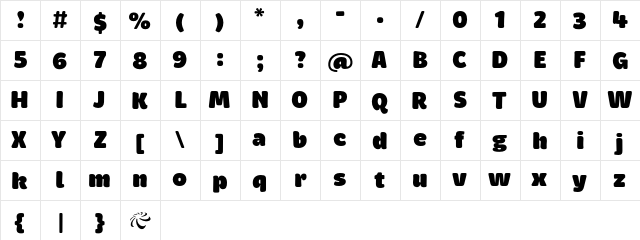 Brevia ExtraBlack Regular  glyph index