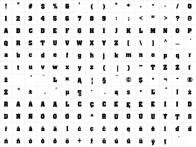 AachenPEEBol Regular  glyph index