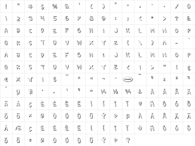 2Toon Shadow Shadow  glyph index