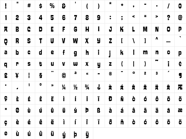 Ed Interlock  glyph index