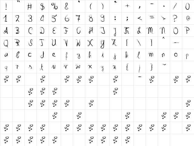 LongTimeAgo DSG Regular  glyph index