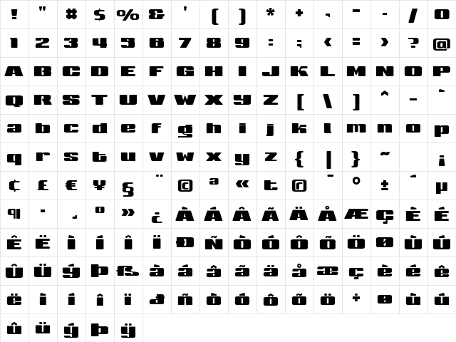 Sneakers UltraWide Regular  glyph index
