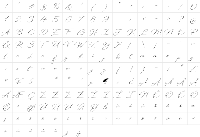 North Wave Regular  glyph index
