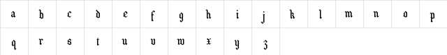 wickedy Regular  glyph index