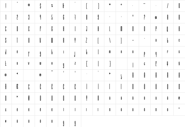 Marbellya Cond Bold  glyph index