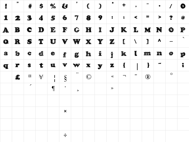 Elleface Typeface Regular  glyph index
