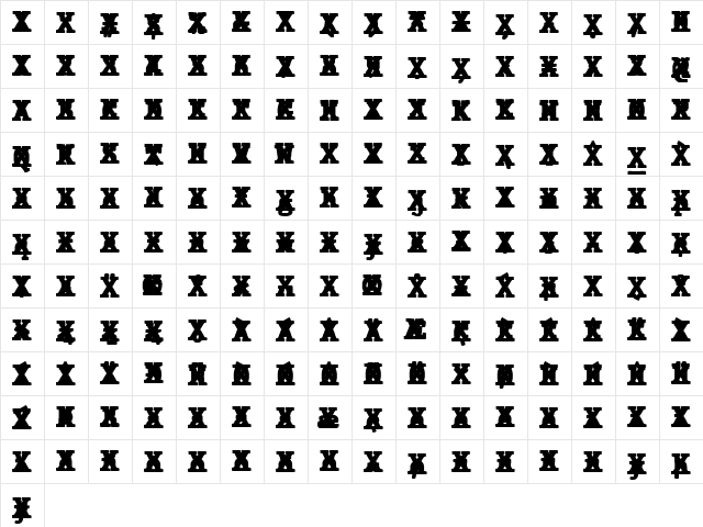 JMH Typewriter mono Black Cross Regular  glyph index