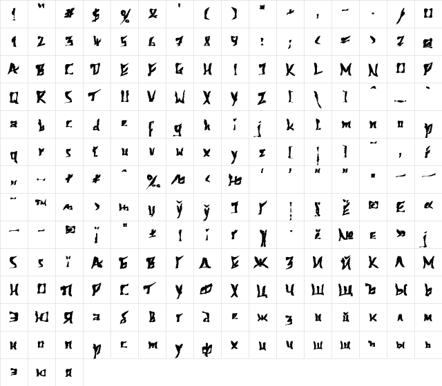 612KosheyPL Bold  glyph index