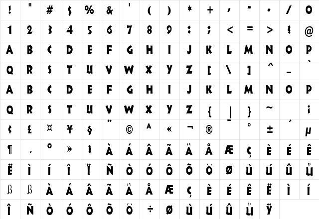 Indy Thin Normal  glyph index