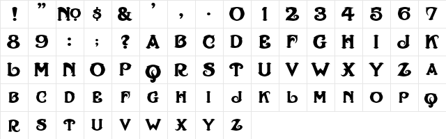 LHF Strong Caliope Regular  glyph index