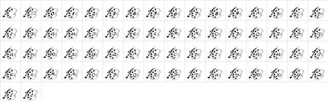 LCR Luv To Paint Regular  glyph index