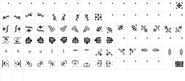 Borderbats-Fleur2 Regular  glyph index