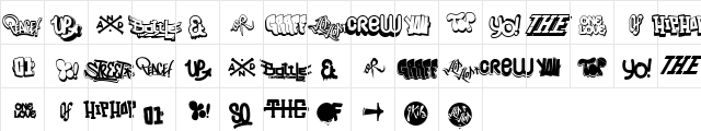 Hip Hop Lab1 Regular  glyph index