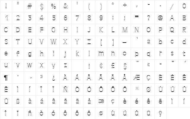 AntiqueOliTLigOu1 Regular  glyph index