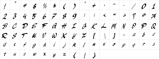 JakAs Italic  glyph index