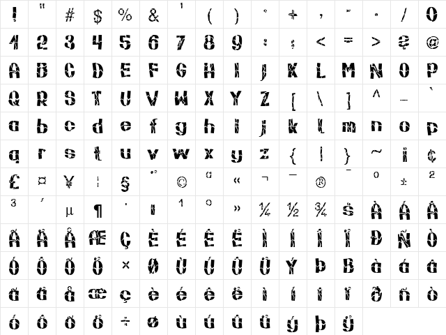 Marsh Becker Normal  glyph index