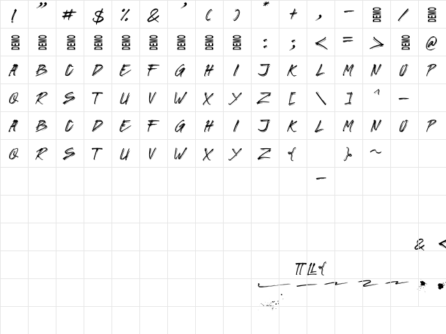 GORILAS Demo Regular  glyph index