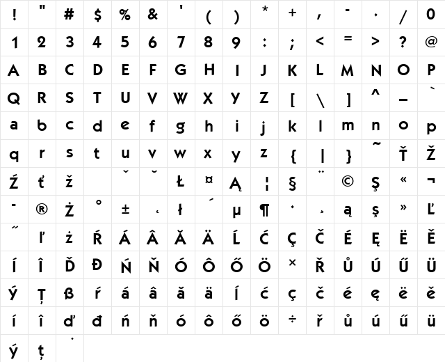 KabelItcTEEDem Regular  glyph index