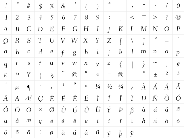 Fairfield LH 45 Caption Light  glyph index