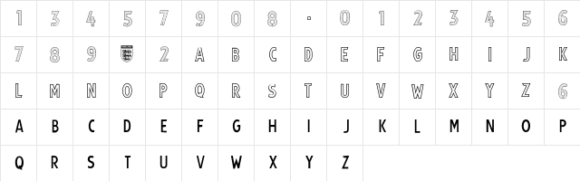 England2007 Regular  glyph index