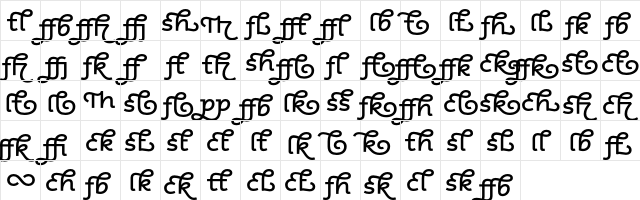 AspectSwashLigatures Bold  glyph index