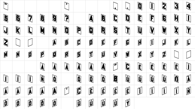 Placecard Bold  glyph index