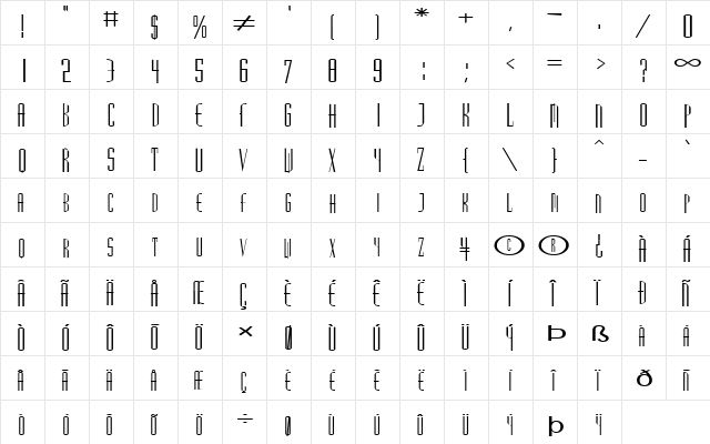 FZ BASIC 38 EX Normal  glyph index