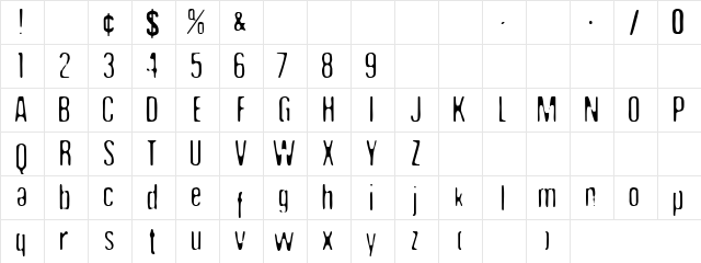 Undo35 Regular  glyph index