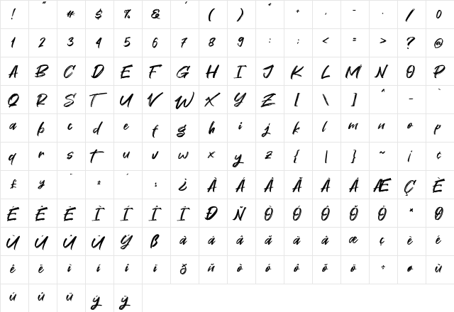 Great Sejagad Regular  glyph index