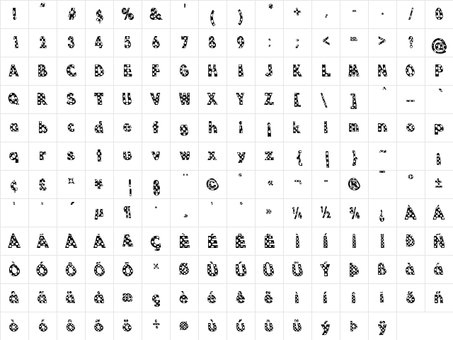 Dottie B. MacSpotter Regular  glyph index
