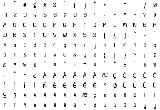 Coma01 Medium  glyph index