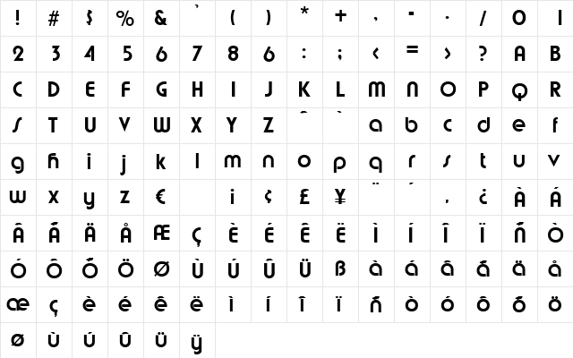 Graphics Regular  glyph index