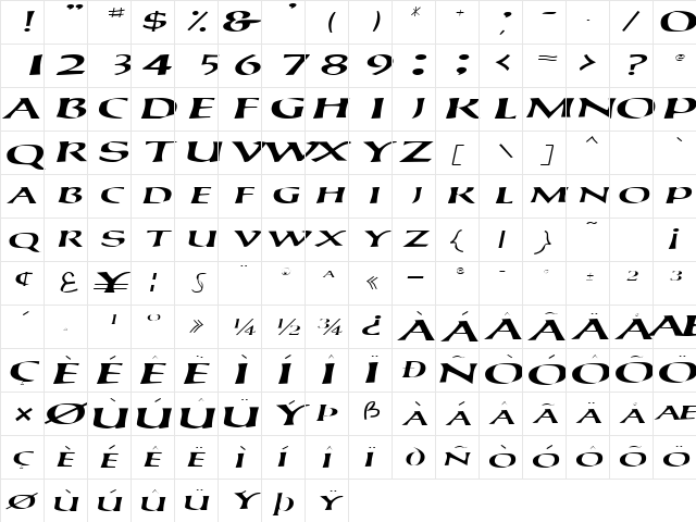 CayaugaSCapsSSK Italic  glyph index