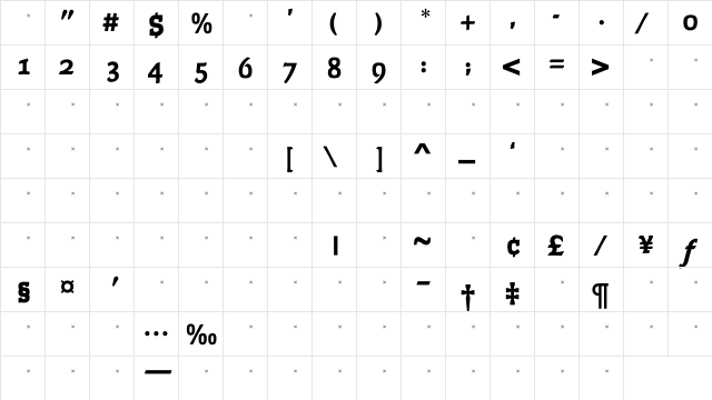 FaustExtraBoldOldStyleFigsTab Regular  glyph index