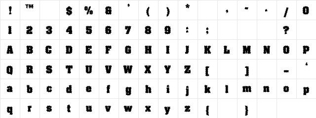Suden Death Regular  glyph index