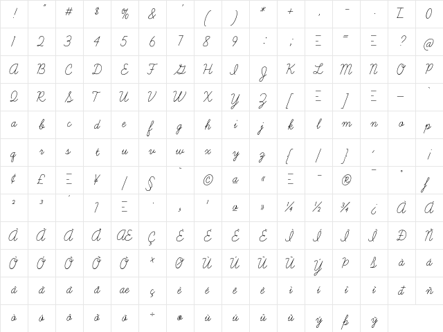 Learning Curve Pro Regular  glyph index