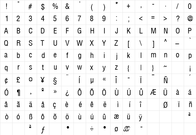 ContextLightExCondSSK Regular  glyph index