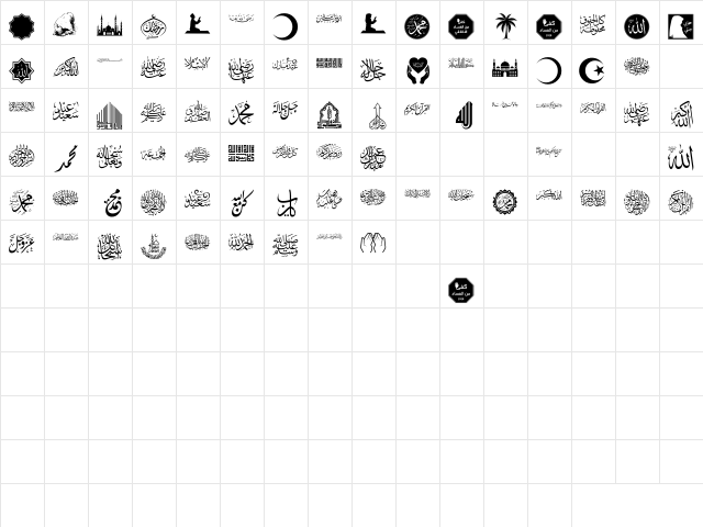 font islamic color Regular  glyph index