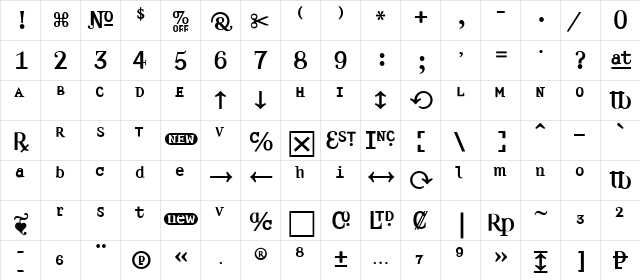 Amplifier Regular  glyph index