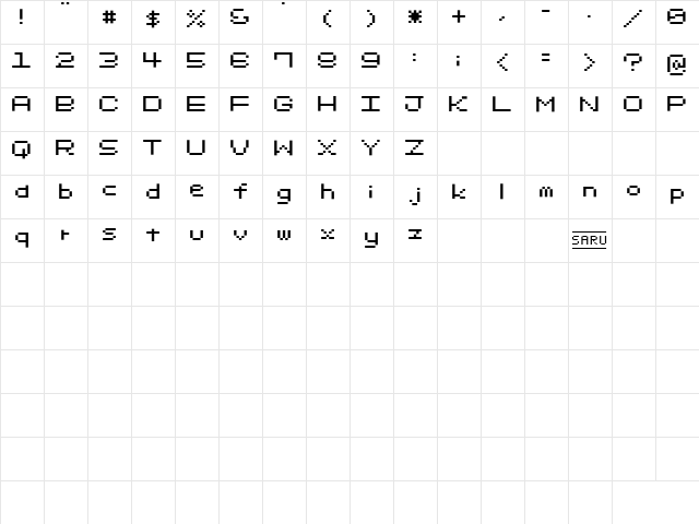Bit Web10 (sRB) Regular  glyph index