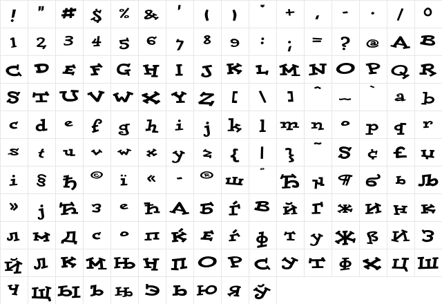 DoloresCyr-Black Regular  glyph index