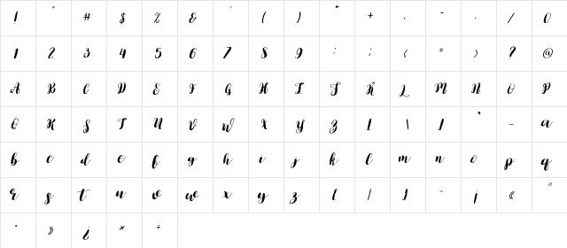 Lauren Regular  glyph index