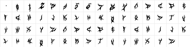 Art Dystopia Regular  glyph index