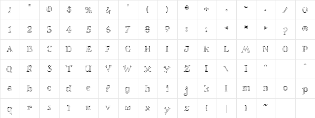 LD Classy Regular  glyph index