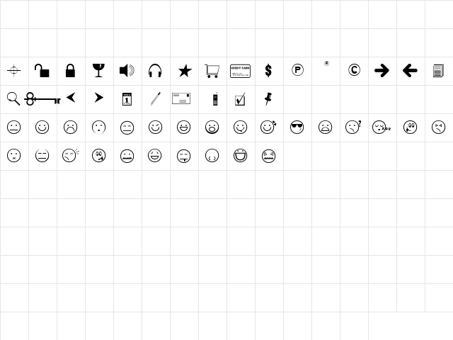 Symbologica JL Regular  glyph index
