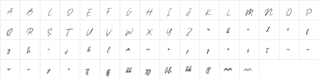 BuffaloSignature Regular  glyph index