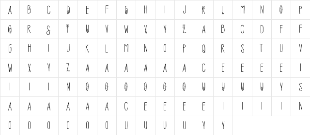 Sofia Amoti Starlight Regular  glyph index