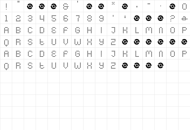 Beeper Regular  glyph index